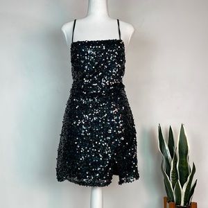 NWT Women’s Black Sequin Mini Slip Dress - Wild Fable